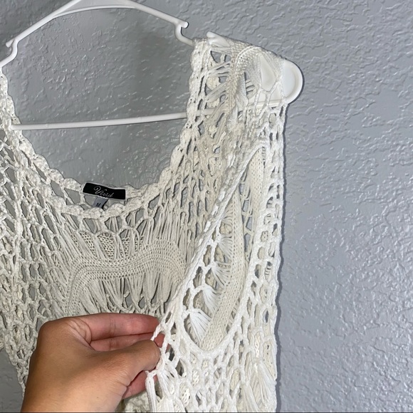 Vivid White knit Boho cover up - Picture 4 of 5